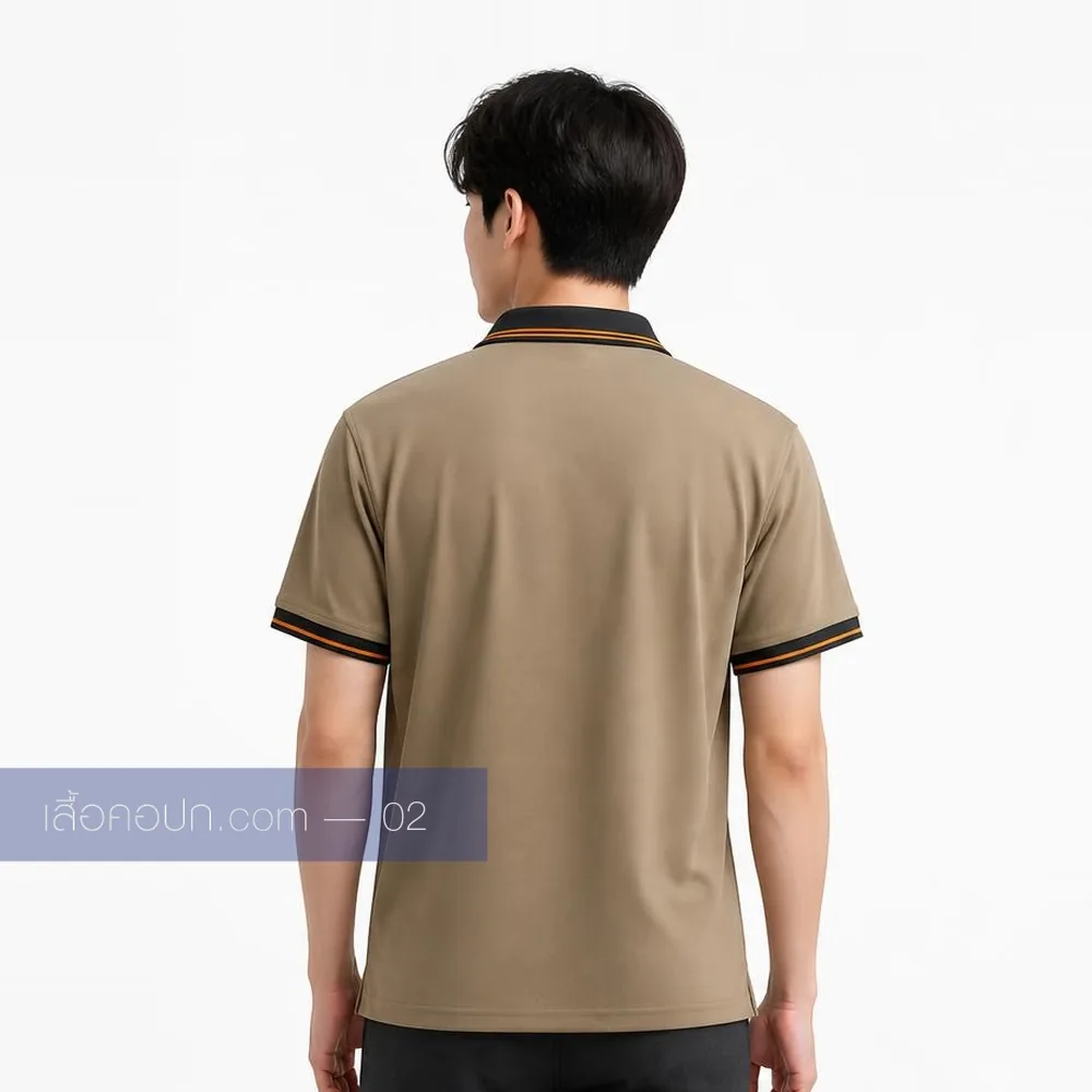 เสื้อโปโลกากี ปกดำ ด้านหลัง