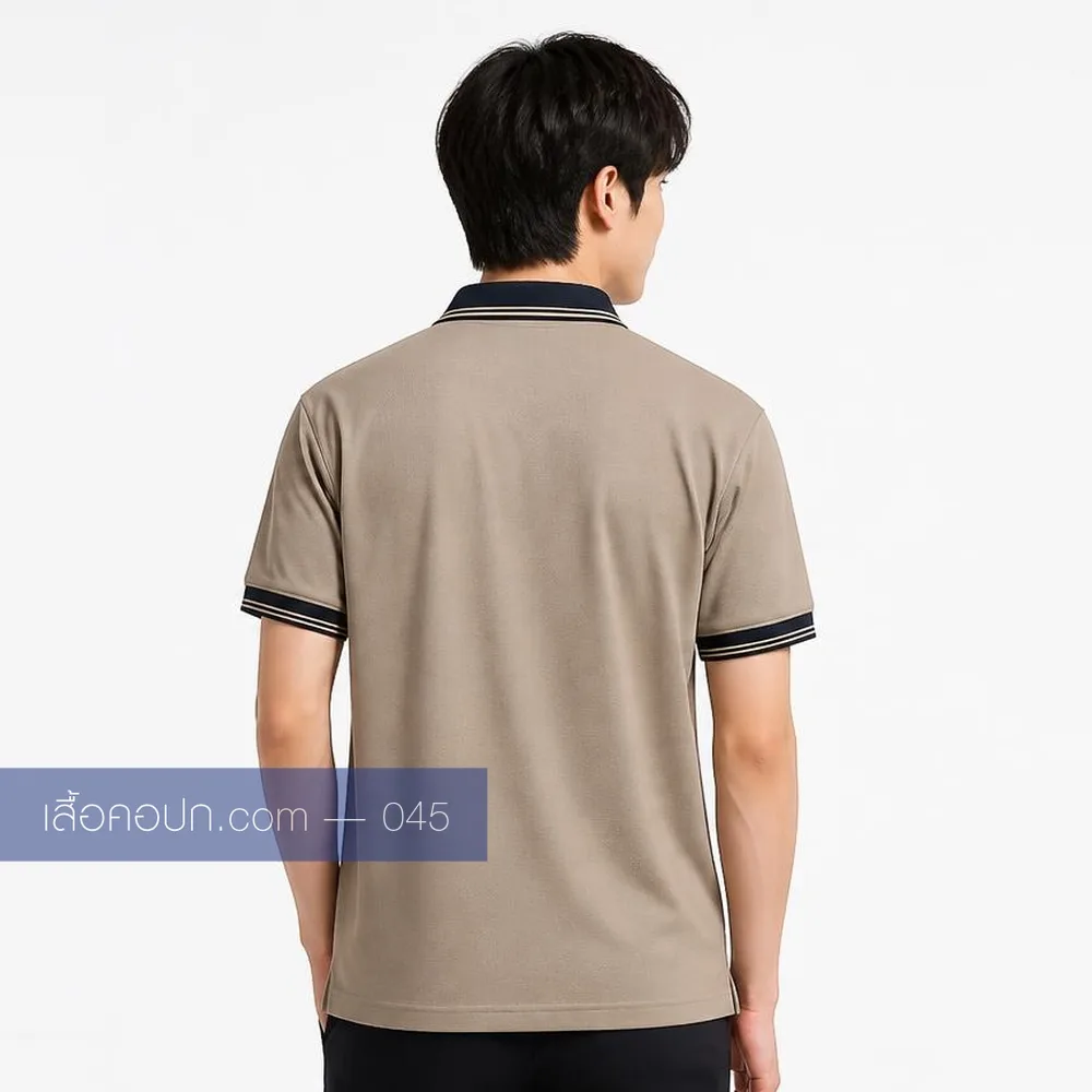 เสื้อโปโลมอคค่า ปกดำคาดขาว ด้านหลัง