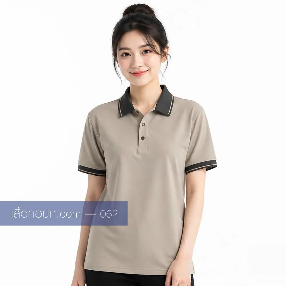 เสื้อโปโลมอคค่า ปกดำล้วน ด้านหน้า