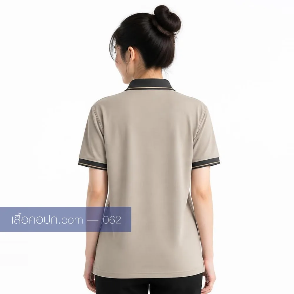 เสื้อโปโลมอคค่า ปกดำล้วน ด้านหลัง
