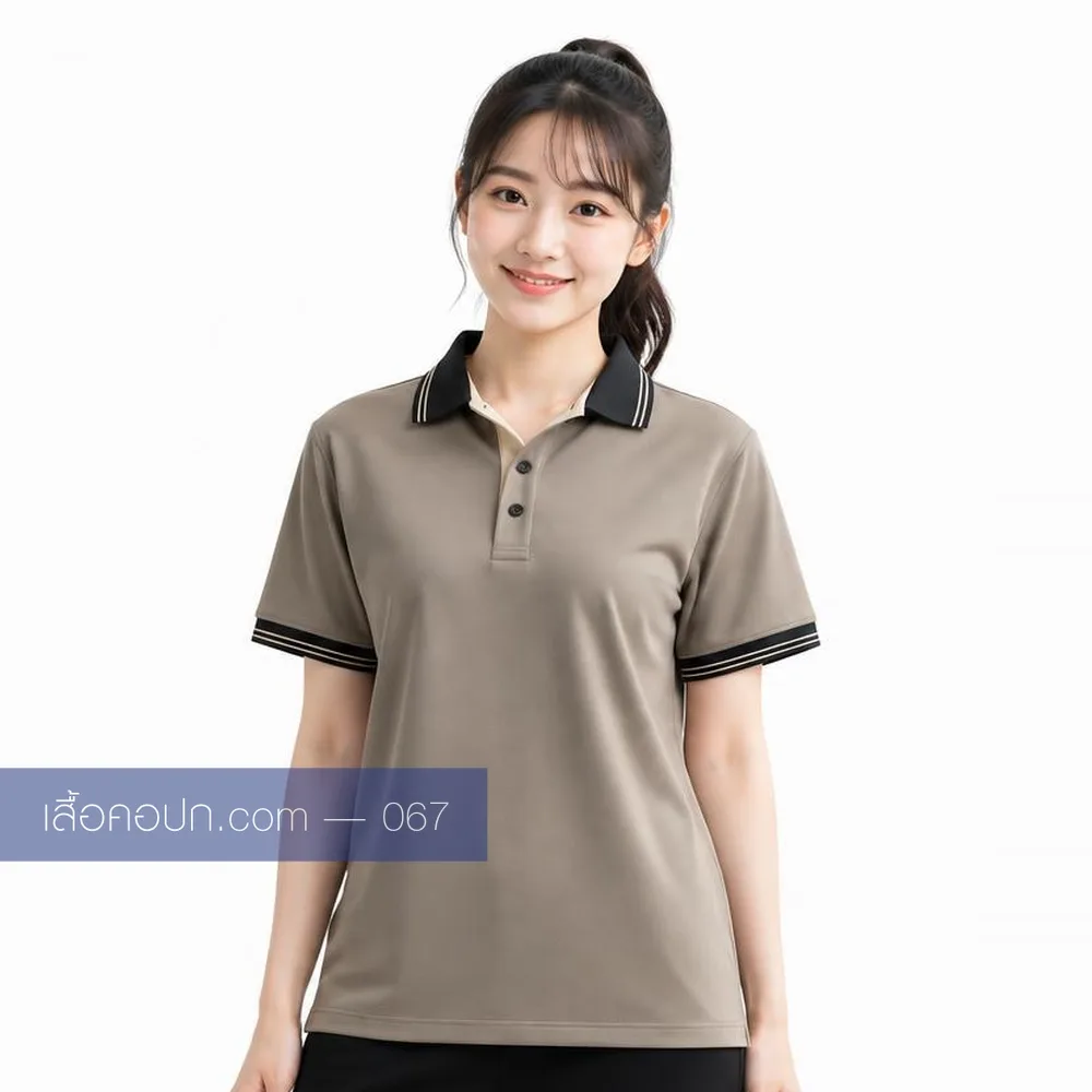เสื้อโปโลมอคค่านวล ปกเทาเข้ม ด้านหน้า