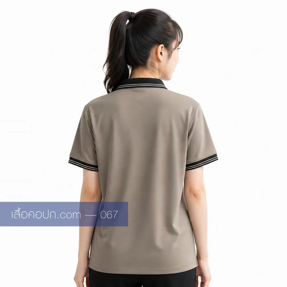 เสื้อโปโลมอคค่านวล ปกเทาเข้ม ด้านหลัง