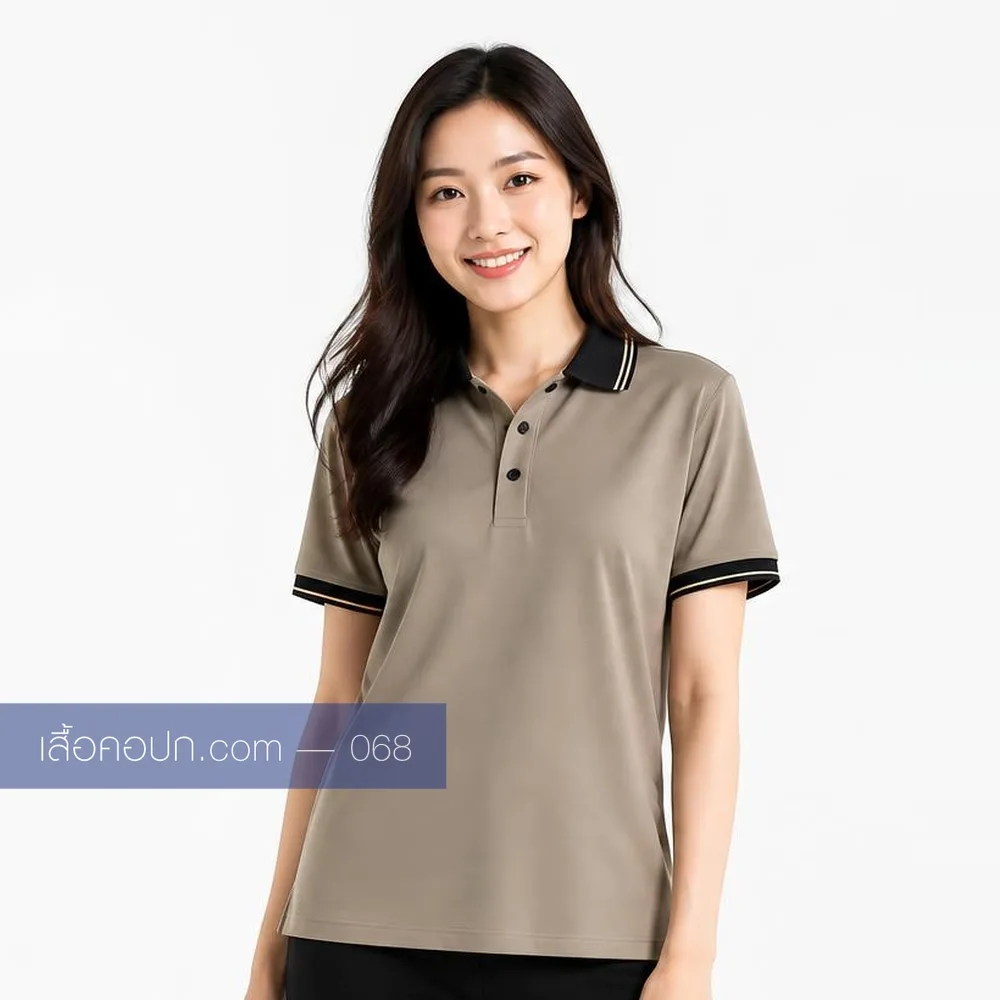 เสื้อโปโลมอคค่าอ่อน ปกคาดดำ ด้านหน้า