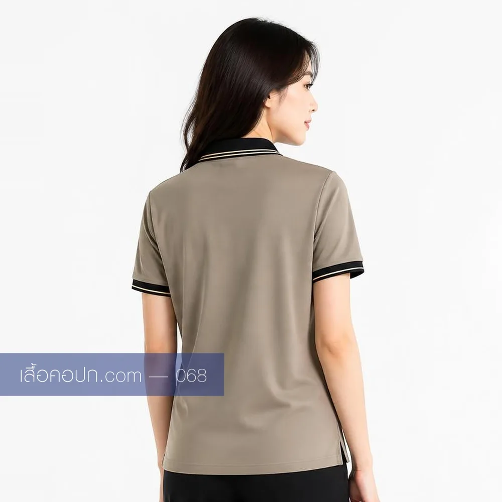 เสื้อโปโลมอคค่าอ่อน ปกคาดดำ ด้านหลัง