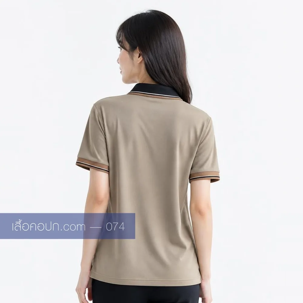 เสื้อโปโลมอคค่า ปกโทนเดียวคาดดำ ด้านหลัง