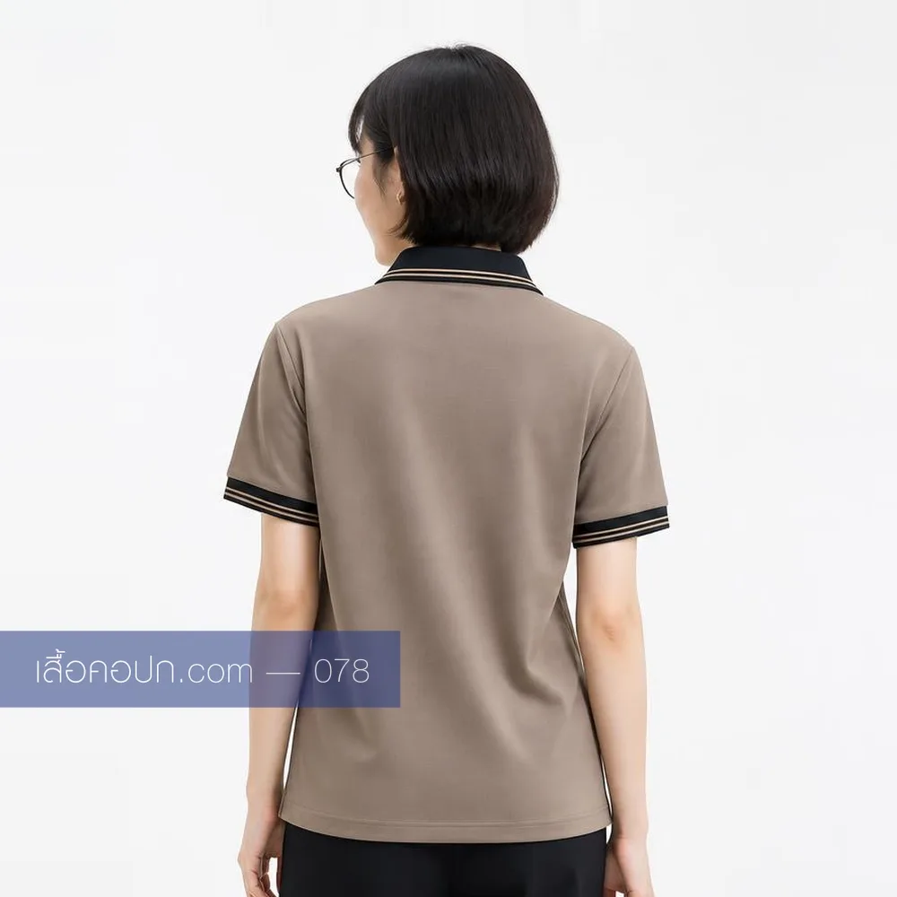 เสื้อโปโลมอคค่า ปกดำคาดขาว ด้านหลัง