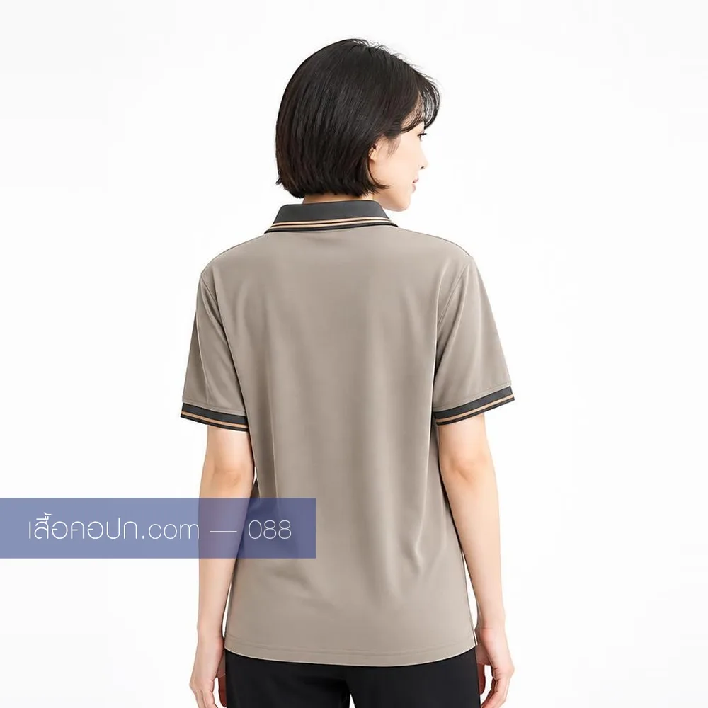 เสื้อโปโลมอคค่า ปกเทาเข้ม ด้านหลัง