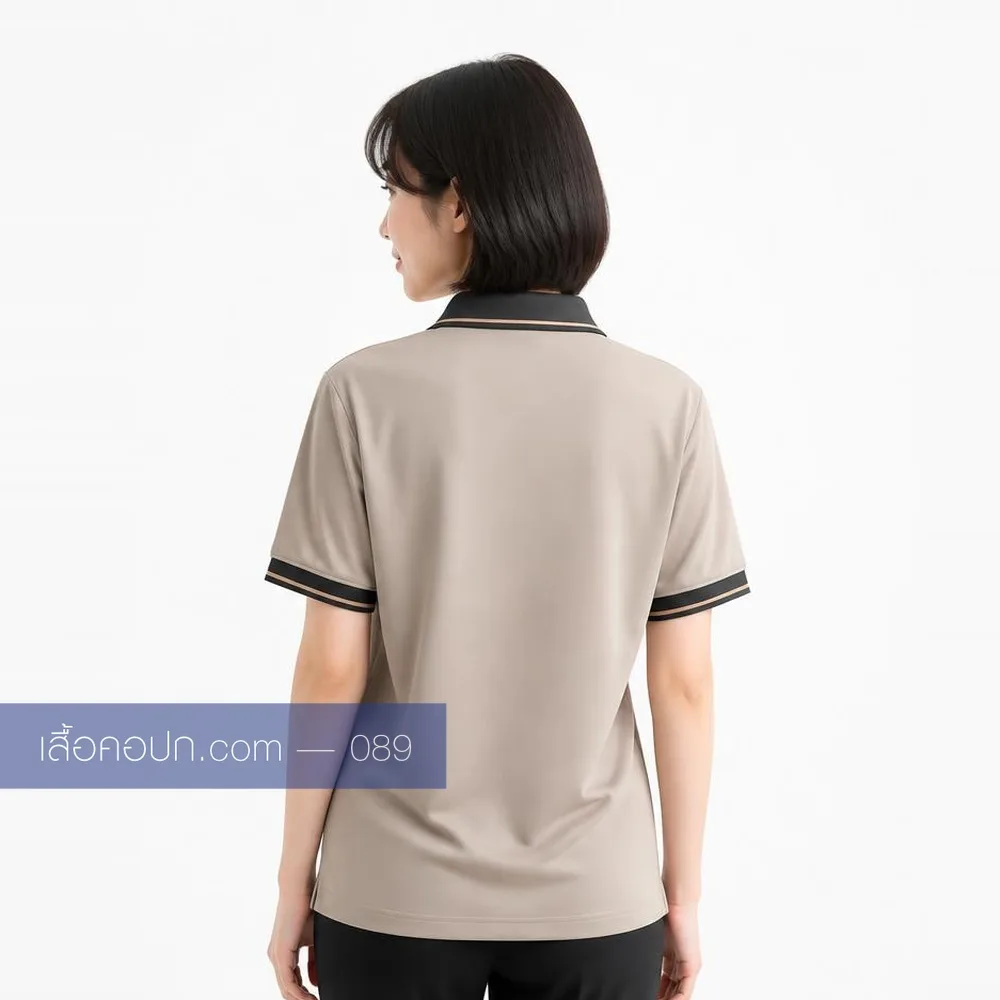 เสื้อโปโลมอคค่าอ่อน ปกเทาเข้ม ด้านหลัง