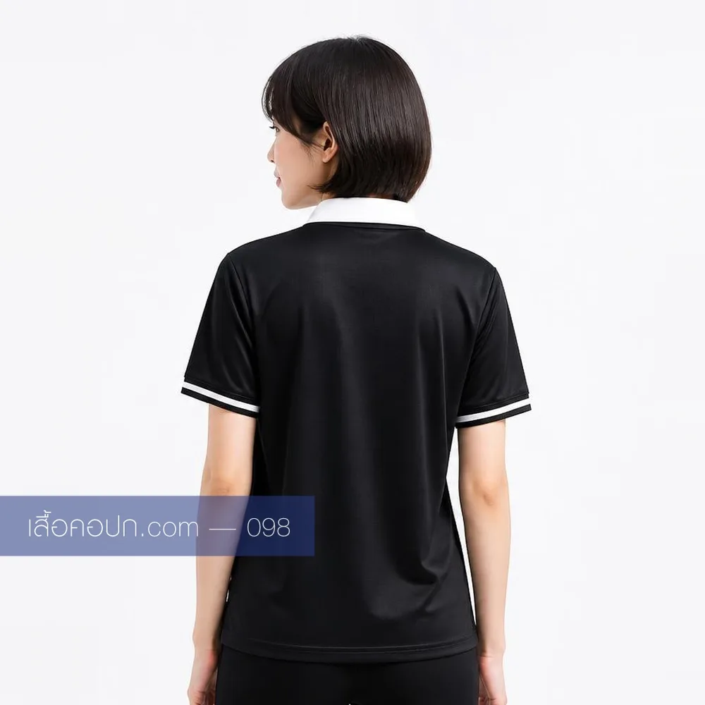 เสื้อโปโลดำ ปกขาว ด้านหลัง
