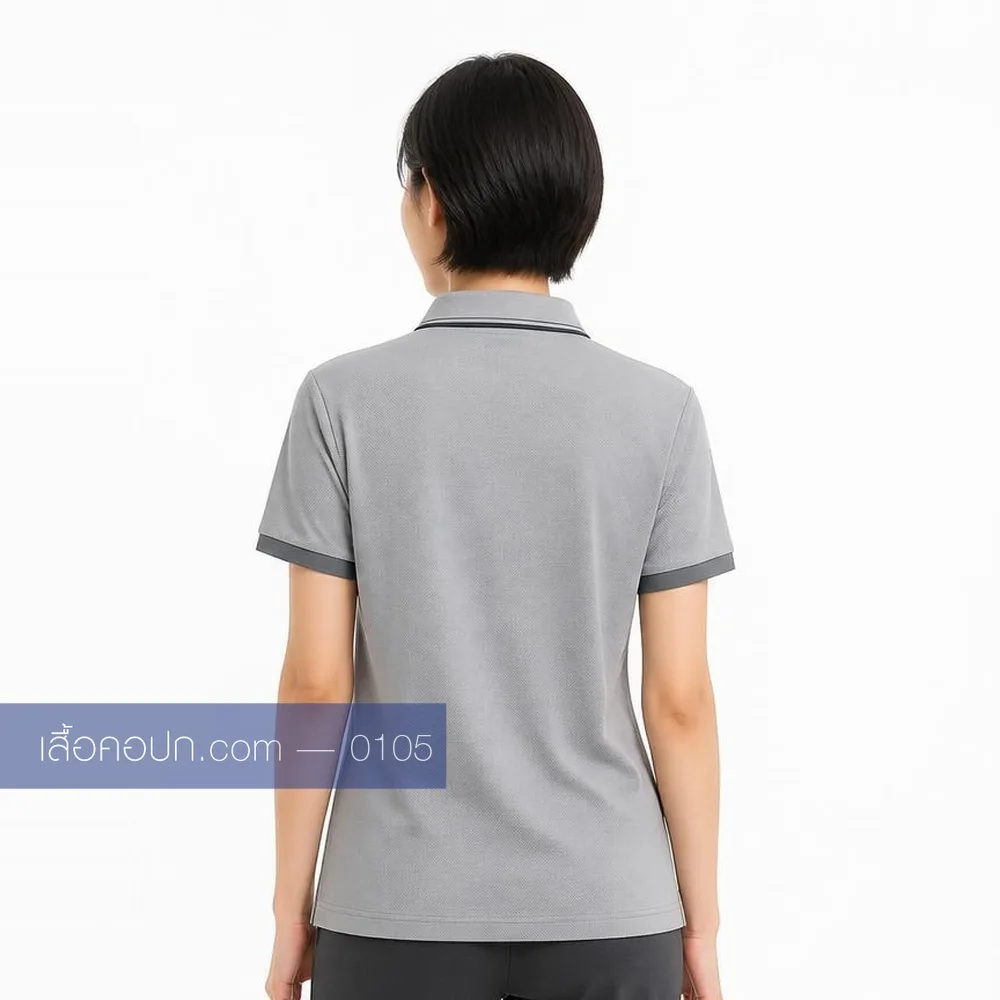เสื้อโปโลเทา ปกเทาเข้ม ด้านหลัง
