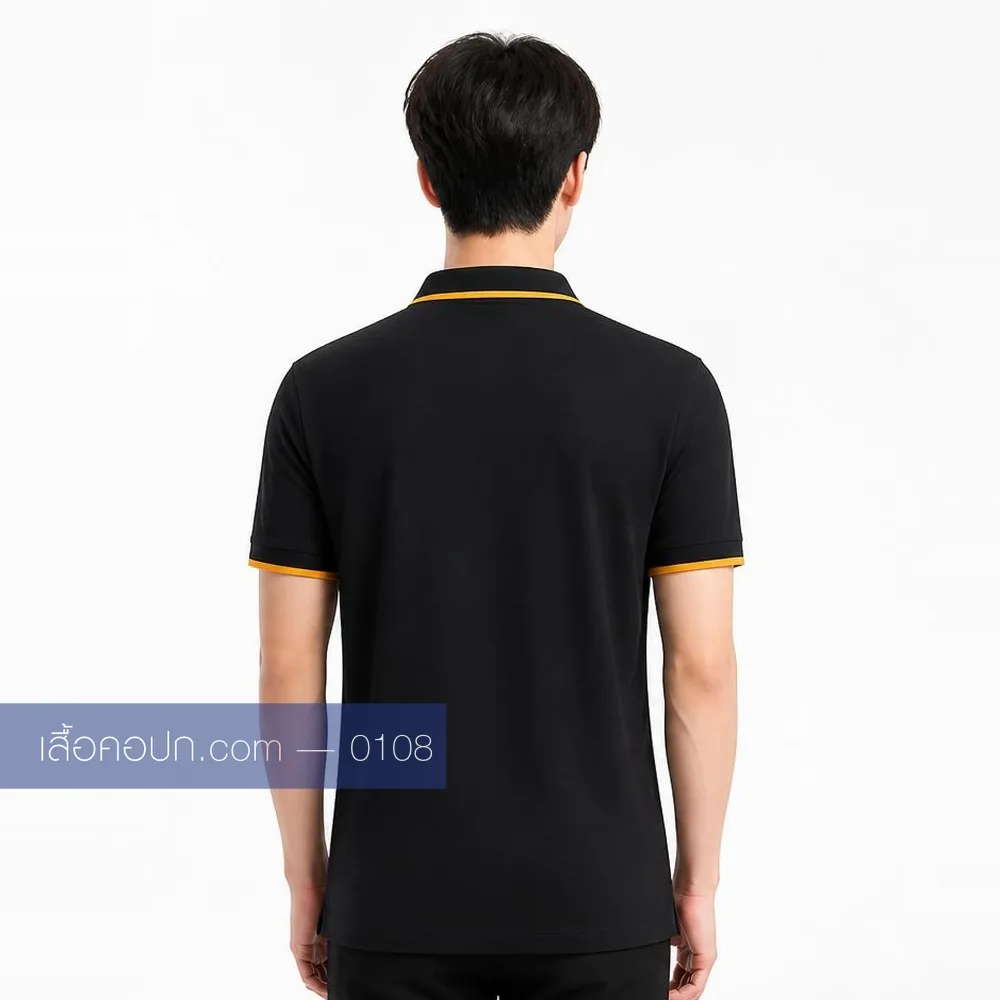 เสื้อโปโลดำ ปกคาดเหลืองทอง ด้านหลัง