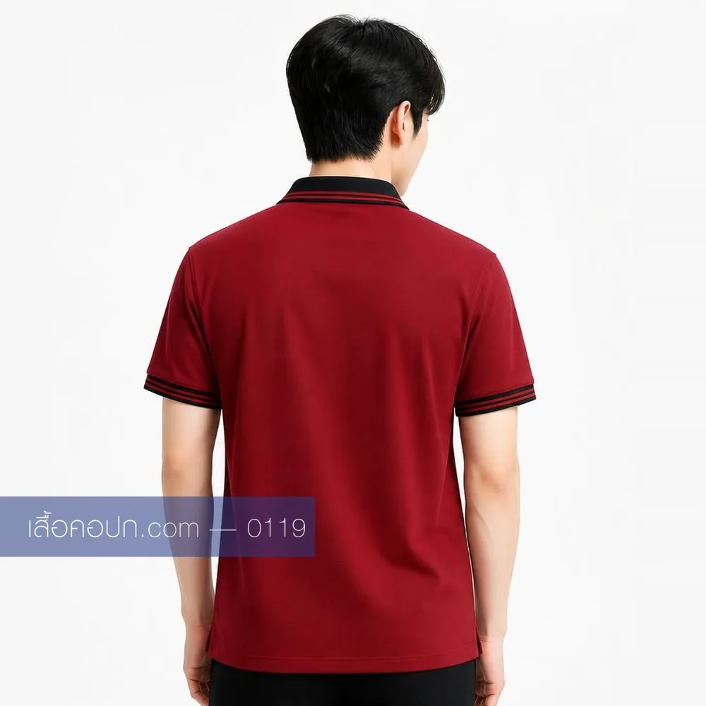 เสื้อโปโลเลือดหมู ปกดำ ด้านหลัง