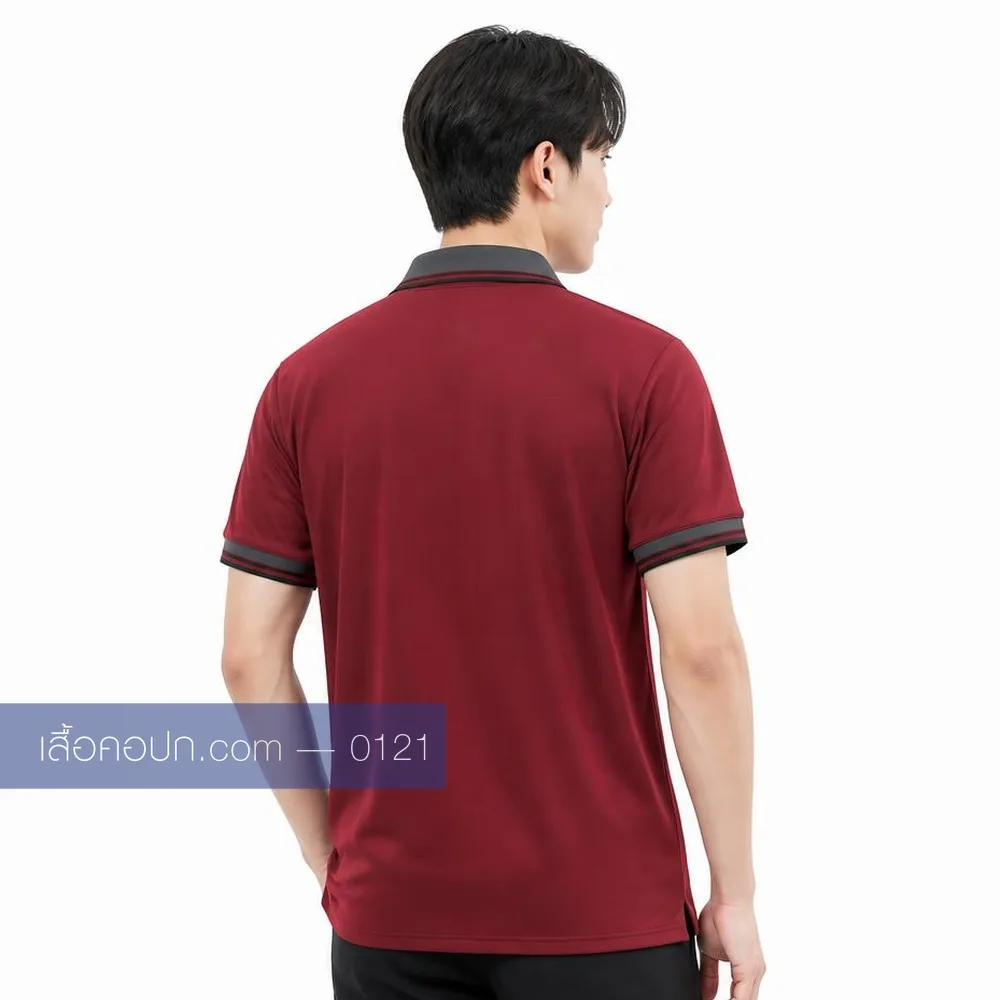 เสื้อโปโลเลือดหมู ปกเทาเข้ม ด้านหลัง