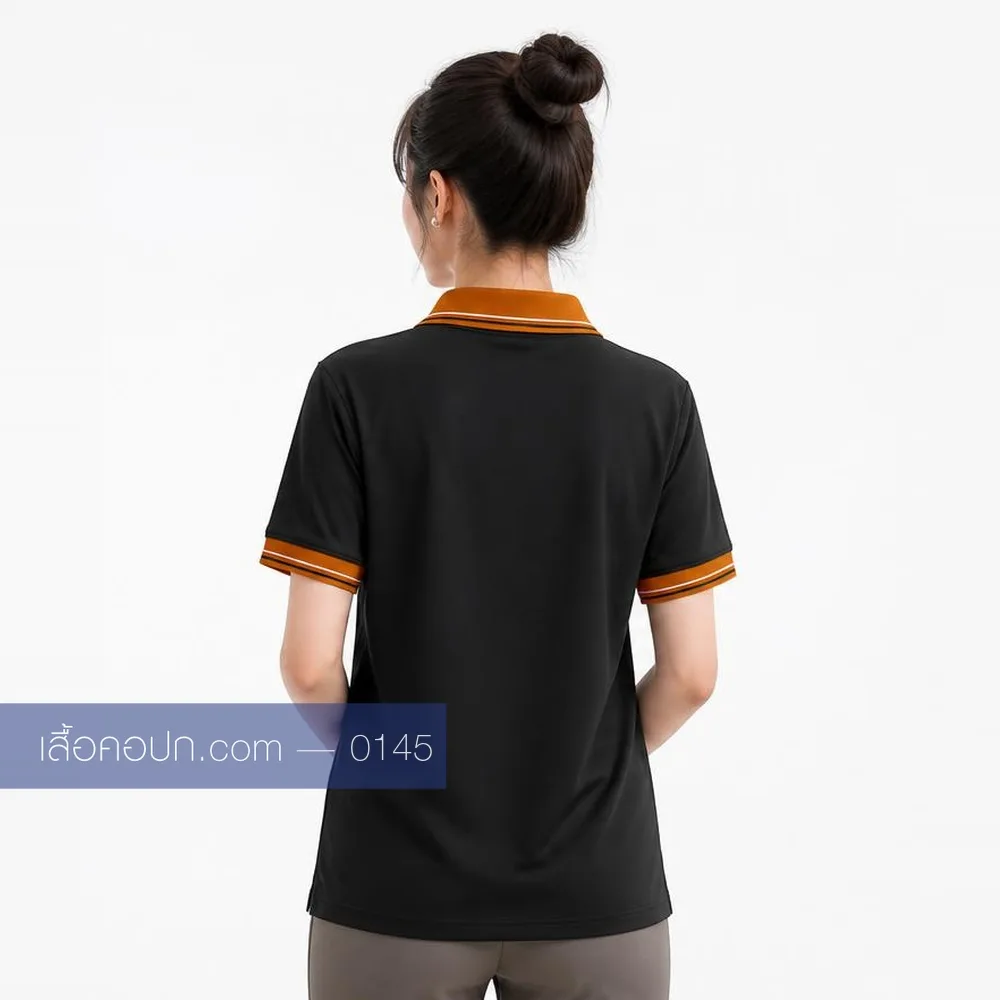 เสื้อโปโลดำ ปกส้มทอง ด้านหลัง